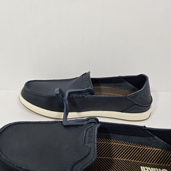 $140 Olukai Kākaha Nia Mens 11.5 Leather Slip On Shoes Loafer Casual Indigo Blue main image 4